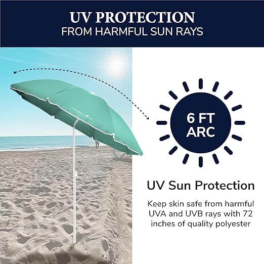 Beach Umbrella, Portable Outdoor Umbrella -Full 6 ft Arc Beach Umbrella, Portable Outdoor Umbrella -Full 6 ft Arc